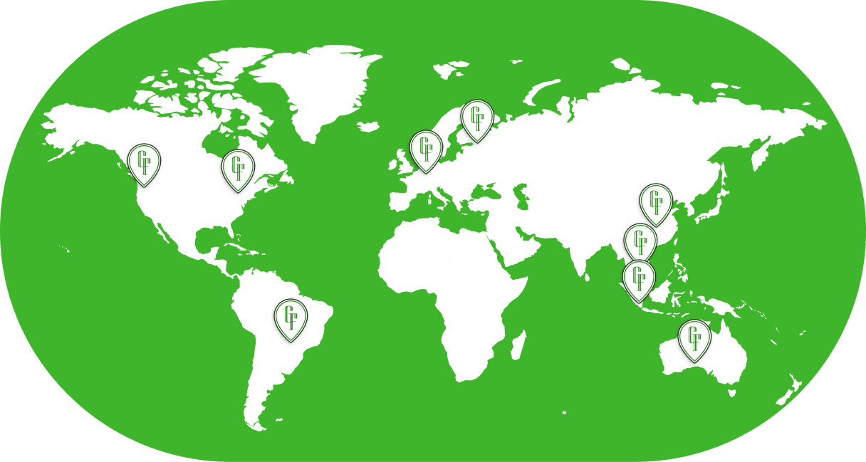 Mapa com a presença global do sistema de cimbramento metálico Green Formwork